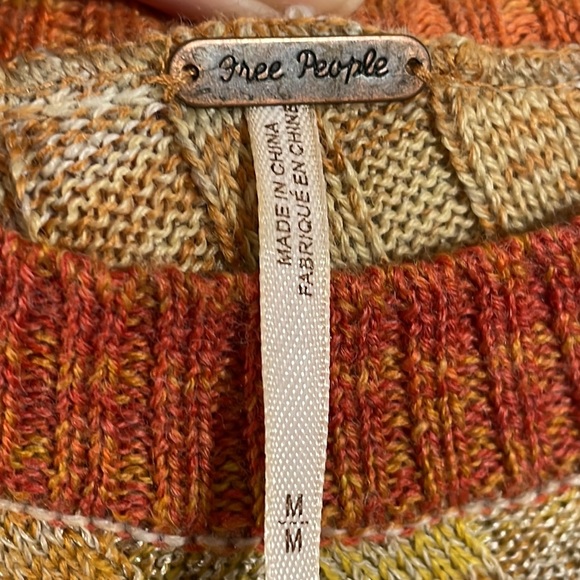 Free People Orange Ombré Ribbed Scoop Neck Sweater - Picture 3 of 6